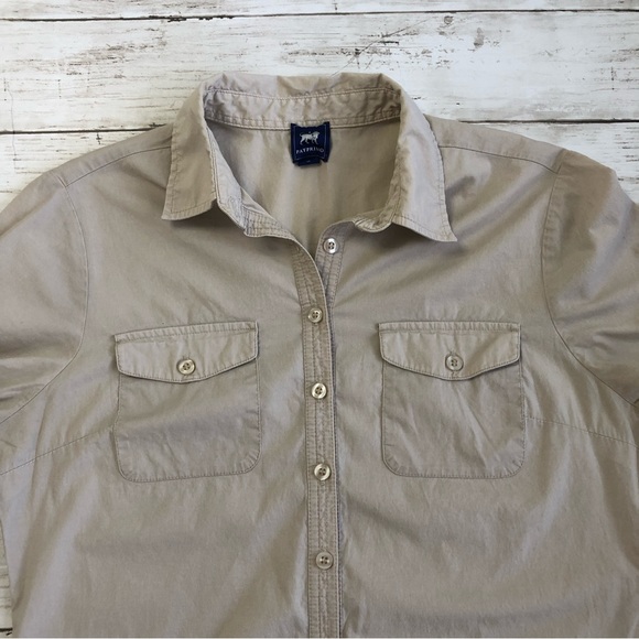 PATPRIMO Women’s Beige 1/2 Button Up Short Sleeve Midi Dress Sz 8 - Picture 5 of 10